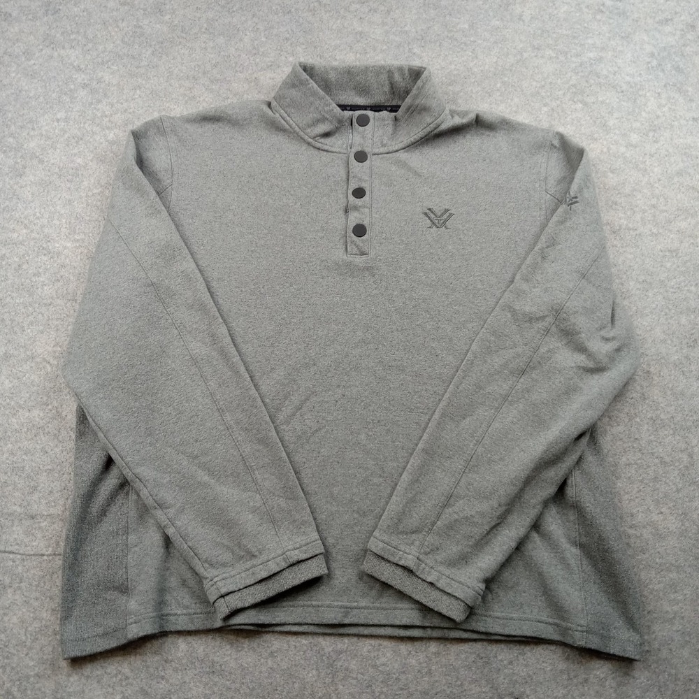 Vortex Sweater Mens 2XL Gray‎ Snap Henley Pullover Cotton Blend Outdoors Hunting